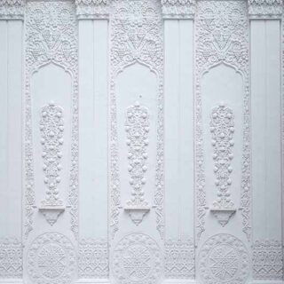 Beautiful Carvings on White Wall Wallpaper