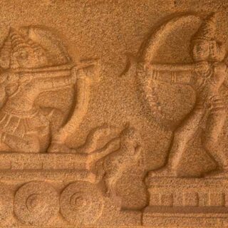 Bhagwan Ram and Ravan Yudh Rock Carving Hampi Wallpaper Mural