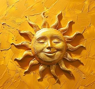 Daily Warmth, Smiling Happy Sun Face Wallpaper Mural