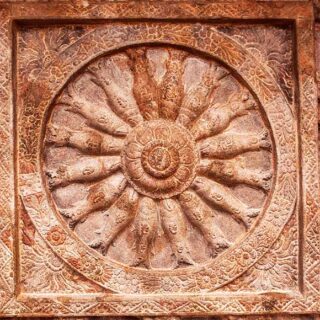 Jeevan Chakra, Wheel of Life Carved in Badami Caves Wallpaper Mural