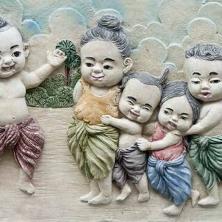 Thai Native Moulding Art on Wall Wallpaper Mural