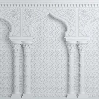 White Oriental Arcade Palace Wallpaper Mural