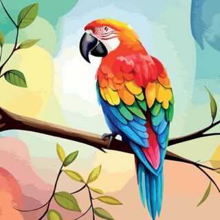 Watercolor Amazonian Parrot Wallpaper Mural