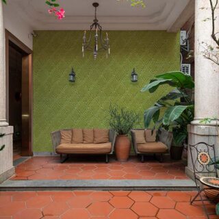 Brocade Texture Olive Green Mural Wallpaper