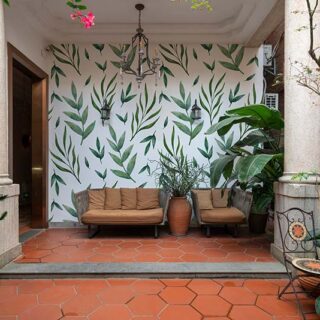 Watercolor Olive Green Leaves Pattern Wallpaper Mural