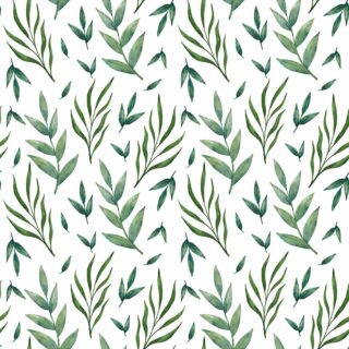 Watercolor Olive Green Leaves Pattern Wallpaper Mural