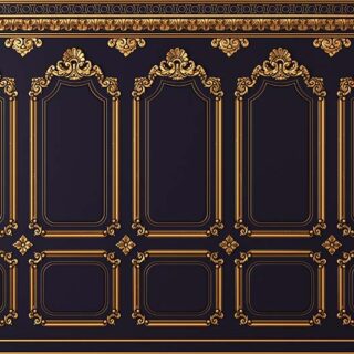 Classic Black and Gold Wood Texture Panel Wallpaper Mural