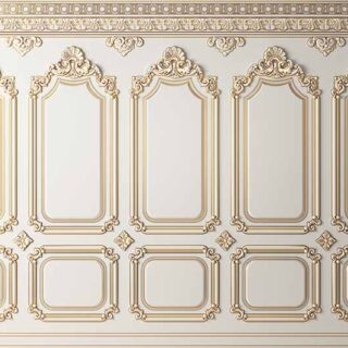 Golden Border Effect Wood Effect Panel Wallpaper Mural