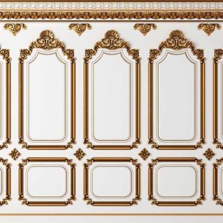 Royal White and Gold Wood Effect Panel Wallpaper Mural
