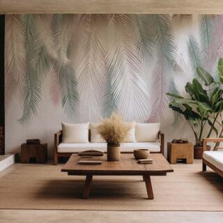 Hanging Palm Leaves Frescoes Wallpaper Mural