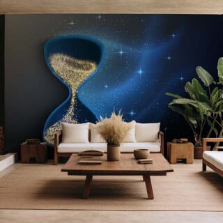 Time Flies, Hourglass Abstract Magic Sand Clock Wallpaper Mural