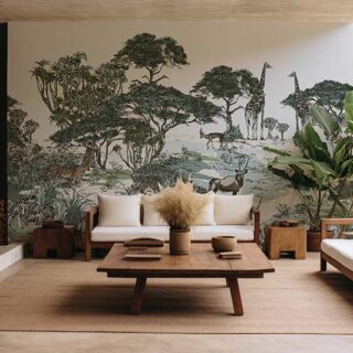 Jungli, Safari Panorama Landscape Wallpaper Mural
