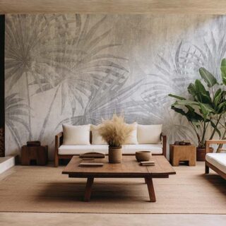 Subtle Tropical Leaves and Trees Mural Wallpaper
