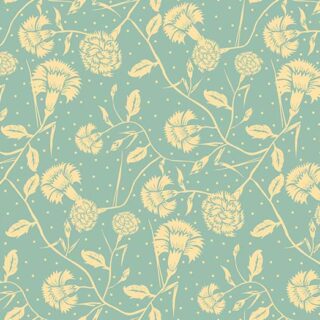 Turquoise and Beige Floral Pattern in Art Nouveau Style Wallpaper Mural