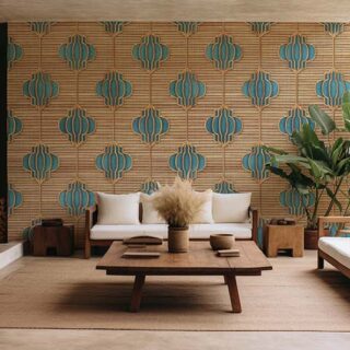 3D Wooden Lamp Texture Wallpaper Mural