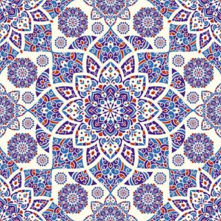 Red and Blue Luxury Floral Pattern Wallpaper Mural