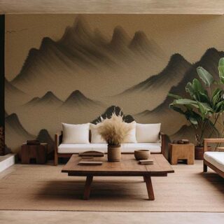 Dhritachitra, Black Sand Mountain Oil Painting Wallpaper Mural