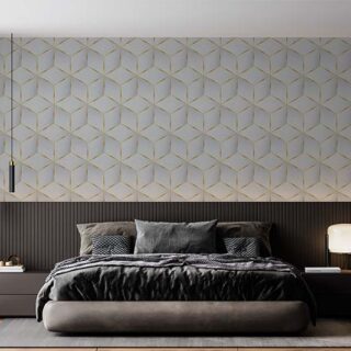 Abstract White Geometric 3D Cubes Pattern Wallpaper Mural