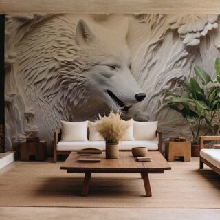 Alpha's Roar, 3D Relief Wolf Wallpaper Mural