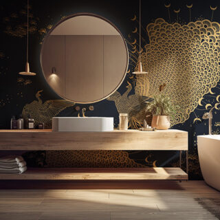 Amara, Royal Blue Plume Peacock Wallpaper Mural