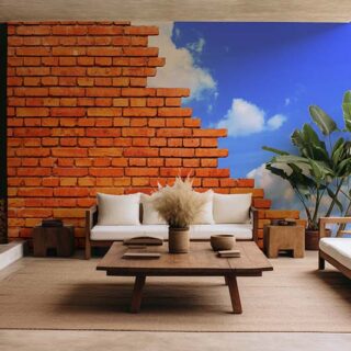 Half Brick and Serene Blue Sky Wallpaper Mural