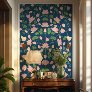 Kunj, Mesmerizing Traditional Pichwai Lotus Design Wallpaper Mural