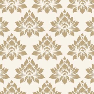 Serene Beige Gold Floral Damask Pattern Wallpaper Mural