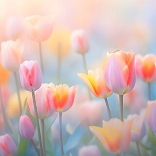 Delicate Pastel Tulips Wallpaper Mural