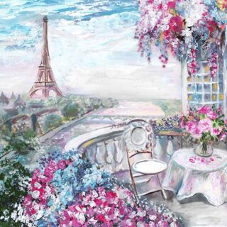Paysage, Summer Cafe in Paris Oil Painting Wallpaper Mural