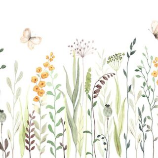 Summer Meadow Pastel Flowers Wallpaper Mural