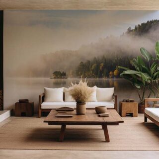 Finnish Flow, Foggy Autumnal Morning Wallpaper Mural