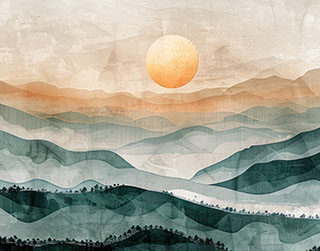 Scandinavian Style Landscape Painting Wallpaper Mural