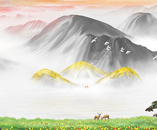 Chinese Landscape Feng Shui Painting Wallpaper Mural