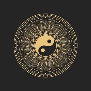 Feng Shui Sun and Moon Yin Yang Art Wallpaper Mural for Growth