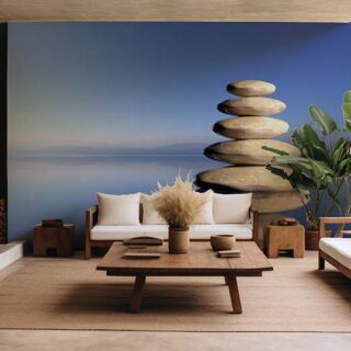 Feng Shui Zen Stones of Wisdom Wallpaper Mural