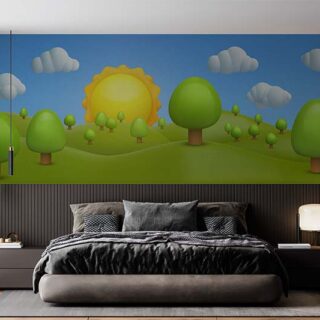 3D Realistic Cartoon Summer Landscape Wallpaper Mural