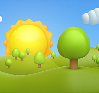 3D Realistic Cartoon Summer Landscape Wallpaper Mural