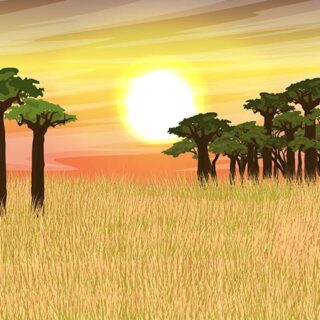 African Savannah Realistic Art Style Wallpaper Mural