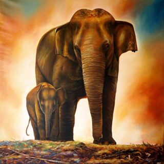 Gaj, Realistic Elephant Painting Wallpaper Mural