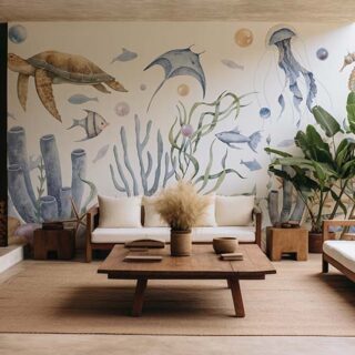 Oceanic Bliss, Underwater Marine Life Wallpaper Mural
