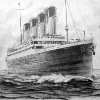 Titanic, Historic Ship Pencil Art Wallpaper Mural