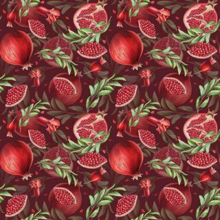 Watercolor Realistic Pomegranate Wallpaper Mural