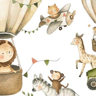 Safari Animals Watercolor Mural for Kids