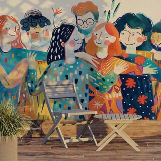 Bonded Bliss Friends Wallpaper