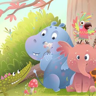 Jungle Mitra, Cute Animals Kids Wallpaper