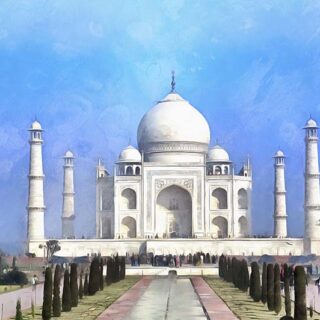 Colorful Taj Mahal Painting Wallpaper Mural