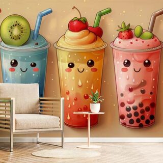 Cute Kawai Style Doodle Art Wallpaper Mural