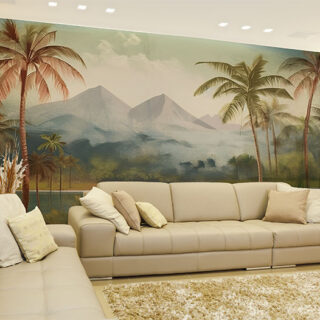 Tropical Brushstrokes Island Serenity Wallpaper Mural