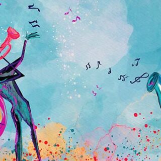 World of Music Watercolor Art Wallpaper Mural