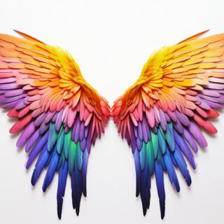 3D Effect Colorful Angel Wings Wallpaper Mural